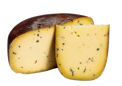 two slices of Tomme du Berry cheese with truffle 