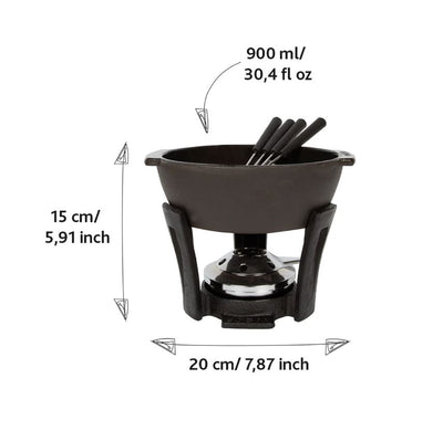 a black cheese fondue set