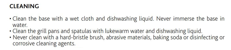 instructions on how to clean the Raclette cheese set