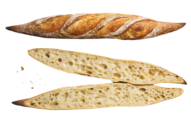 two slices of French Baguette