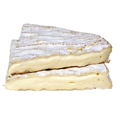 two slices of Brie de Meaux artisan cheese