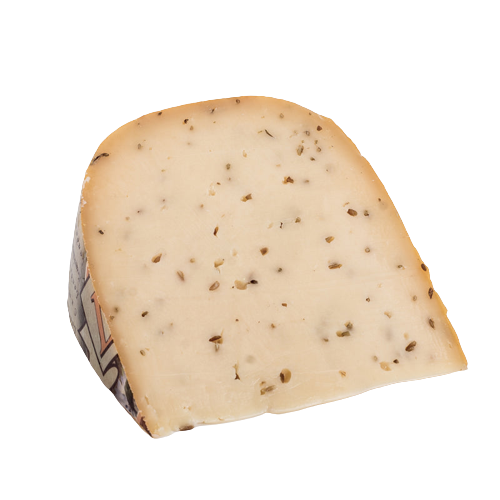half block of Gouda au Cumin Fermier cheese
