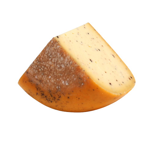 half block of Gouda aux Truffes Fermier cheese