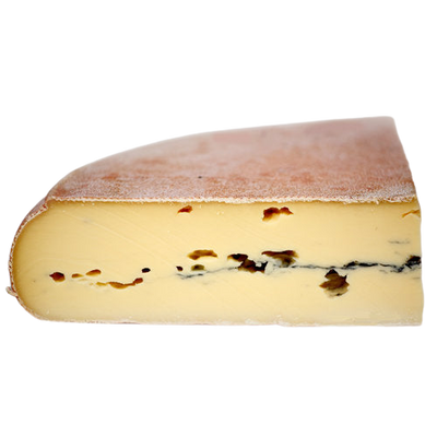 a piece of Morbier cheese