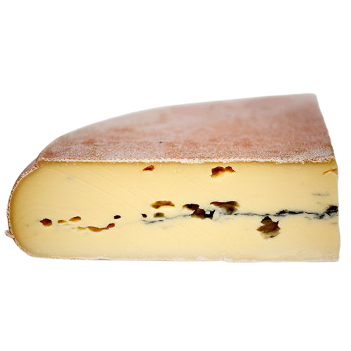 a piece of Morbier cheese