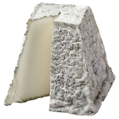 a partially cut block of Valençay cheese
