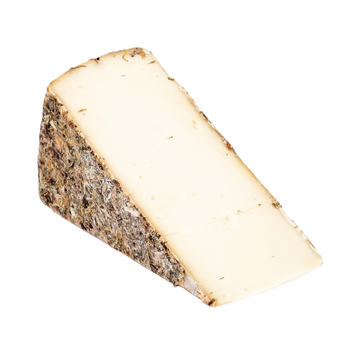 a slice of Tomme aux Fleurs cheese