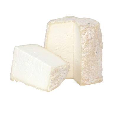 two big pieces of Chabichou du Poitou cheese